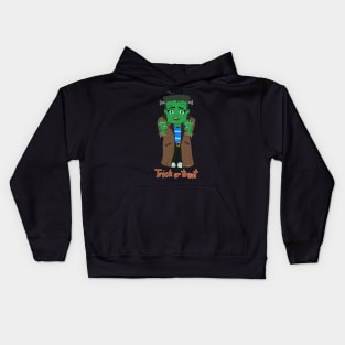 Halloween Spoopy Frankenstein trick or treat Kids Hoodie